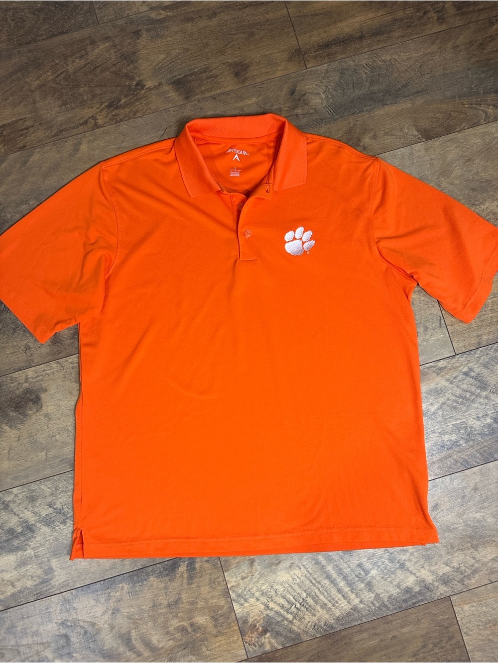 ANTIGUA Men's Orange Polo Shirt with Clemson Logo, Size L